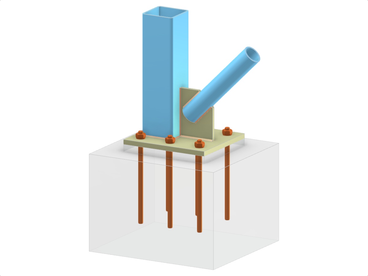 Modello 005720 | Base di colonna con irrigidimento e collegamento diagonale saldato
