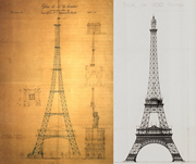 Confronto tra il progetto originale e quello finale della Torre Eiffel a cura di ingegneri e architetti.