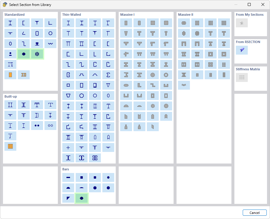 Querschnittstypen für Spannglieder
