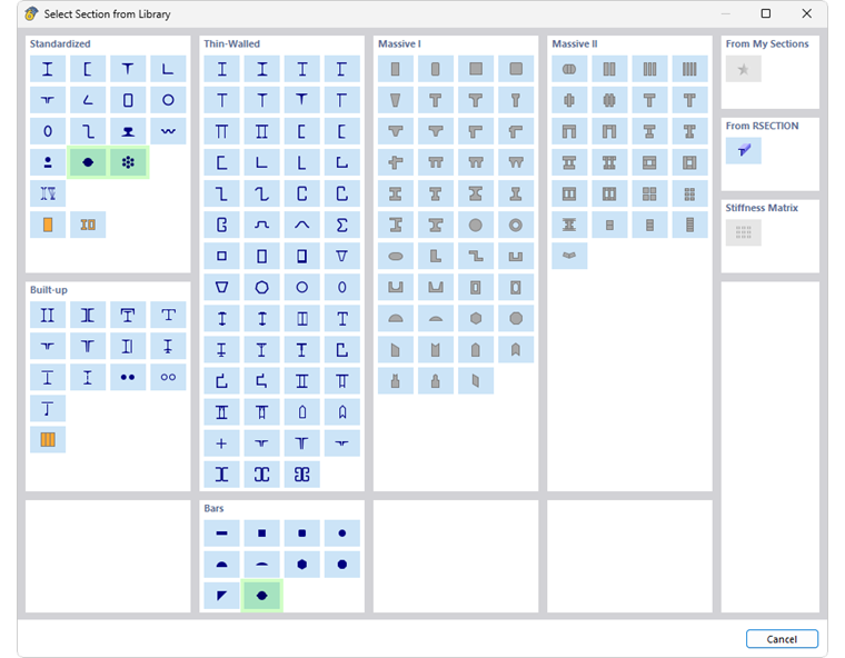 Querschnittstypen für Spannglieder