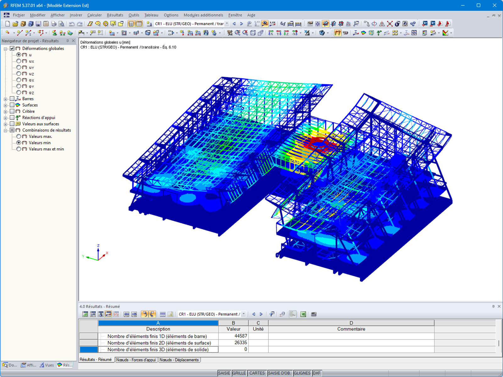Visualizzazione degli spostamenti generalizzati sul modello RFEM 5 dell'aeroporto | © AIA Life Designers, Architetti