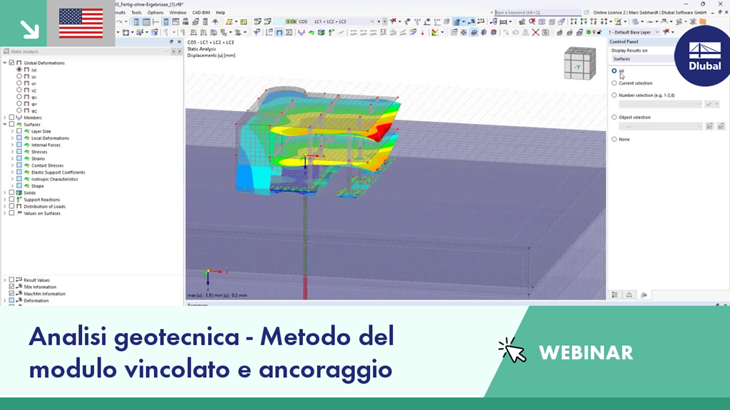 Slide del seminario web sulla Geotecnica in RFEM 6 con enfasi sul metodo del modulo di vincolo e tecniche di ancoraggio