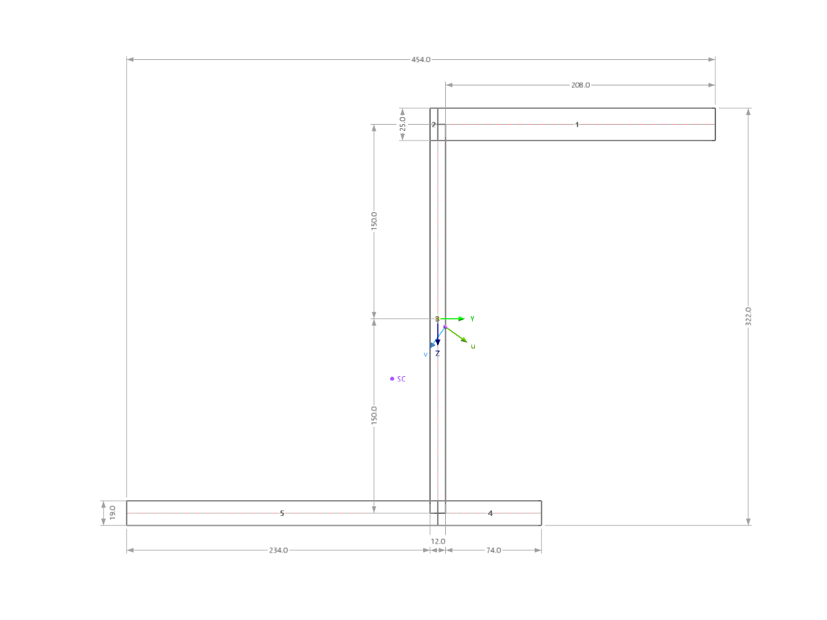 KB 1962 | Esempio di verifica: sezione a I non simmetrica