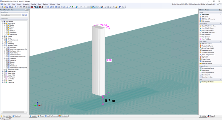 Modello della sezione trasversale dell'antenna Kathrein 80010804 in RWIND