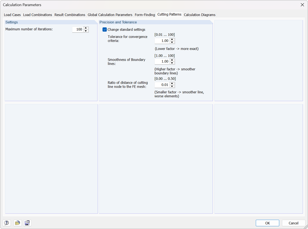 Finestra di dialogo di Parametri di calcolo per l'add-on Sviluppo di taglio nel modello RFEM 5