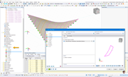 Struttura a membrana mostrata in RFEM 6 con modelli di taglio che evidenziano le capacità dell'interfaccia.