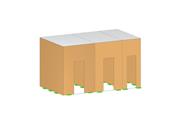 Modello RFEM 6 di una parete non lineare in muratura con apertura per porte e soletta in calcestruzzo.