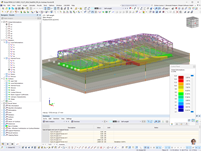 Deformazioni della platea di fondazione in un centro logistico, analizzati con RFEM.