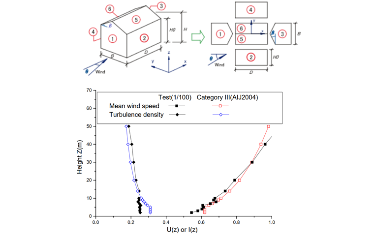Campo di vento simulato in terreno suburbano [dati TPU]
