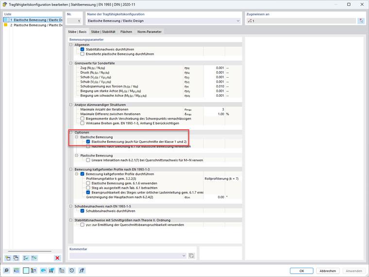 Impostazione nella configurazione allo SLU per verifica elastica