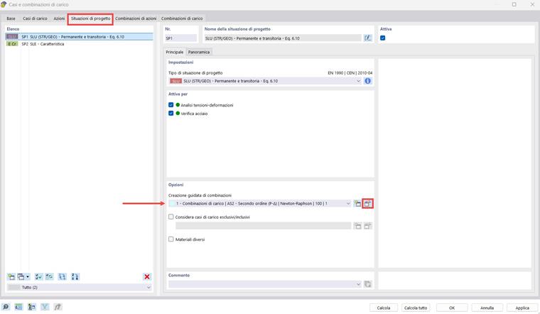 Creazione guidata di combinazioni