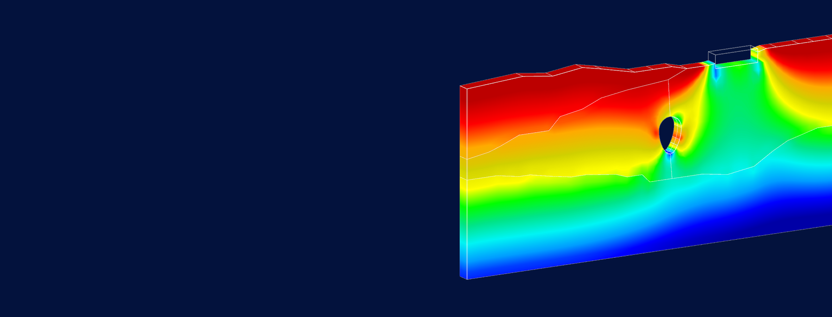 Vista dettagliata di un modello di analisi strutturale con elementi su più piani a codifica cromatica che indicano la distribuzione dei carichi e i livelli di stress in un ambiente 3D