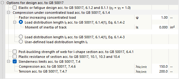 Opzioni per GB 50017