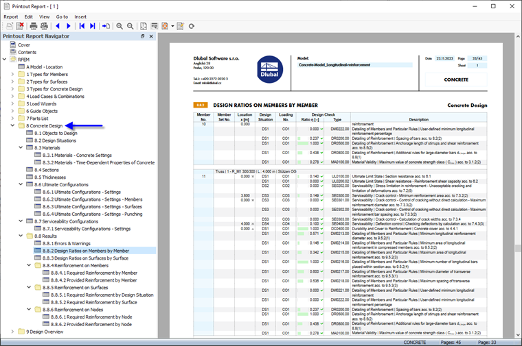 La nuova interfaccia della relazione di calcolo di RFEM 6 migliora la velocità e l'efficienza, rendendo la creazione della relazione più snella.