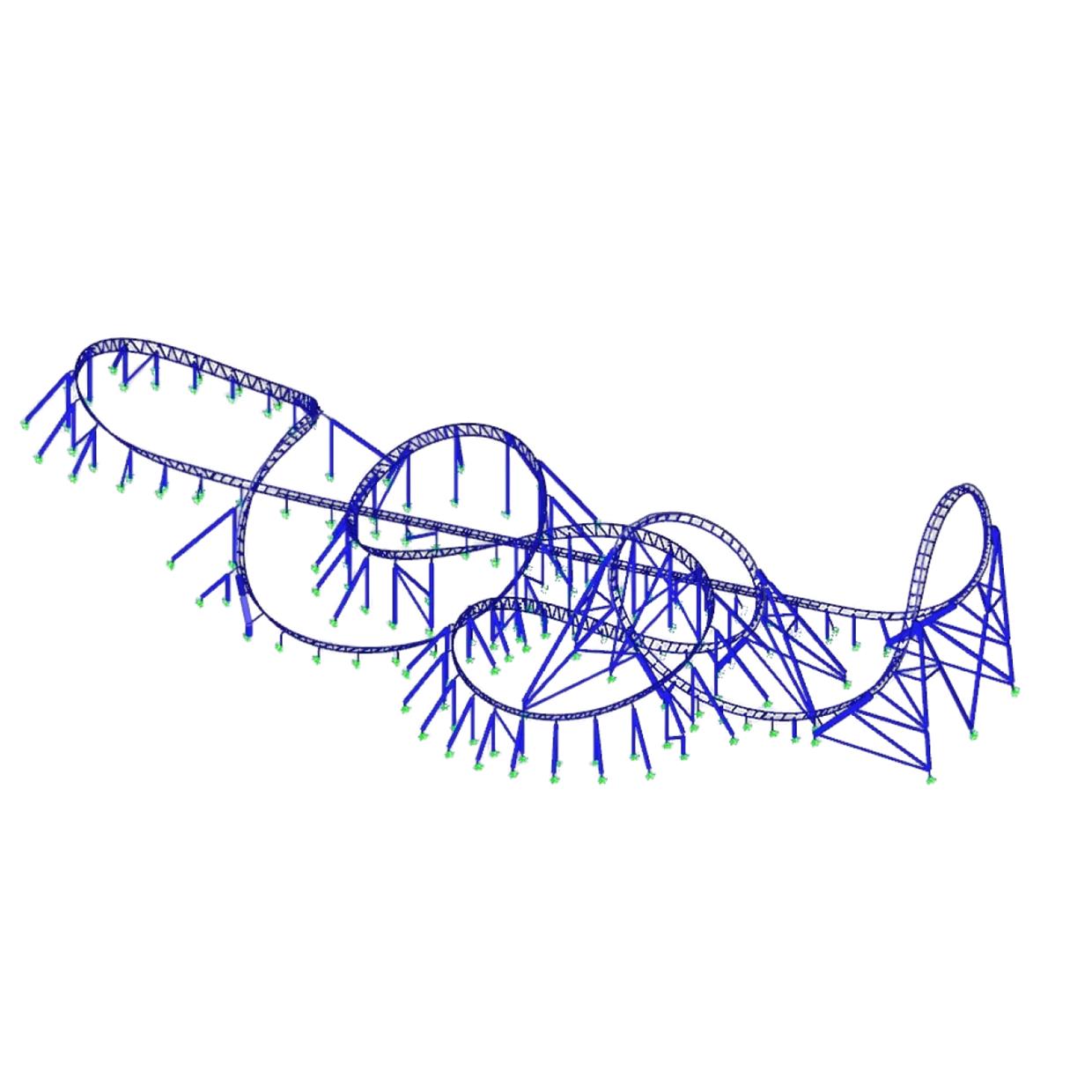 Struttura delle montagne russe Dragon Flight al Romon U-Park di Ningbo, Cina