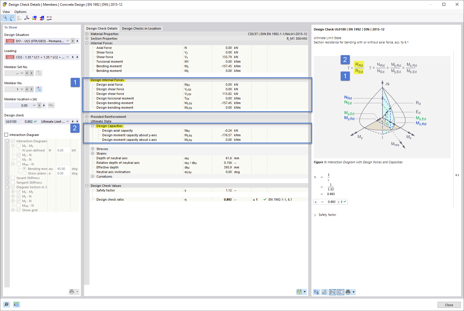 Dettagli di verifica | Aste | Verifica calcestruzzo | EN 1992 | DIN | 2015-12