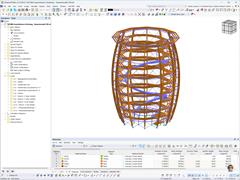 Esempio 3D di torre panoramica in legno in RSTAB, technicalmente dettagliato.
