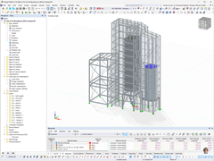Modello RFEM di una torre di essiccazione in acciaio con la struttura visualizzata. © GMBS Design Kft.