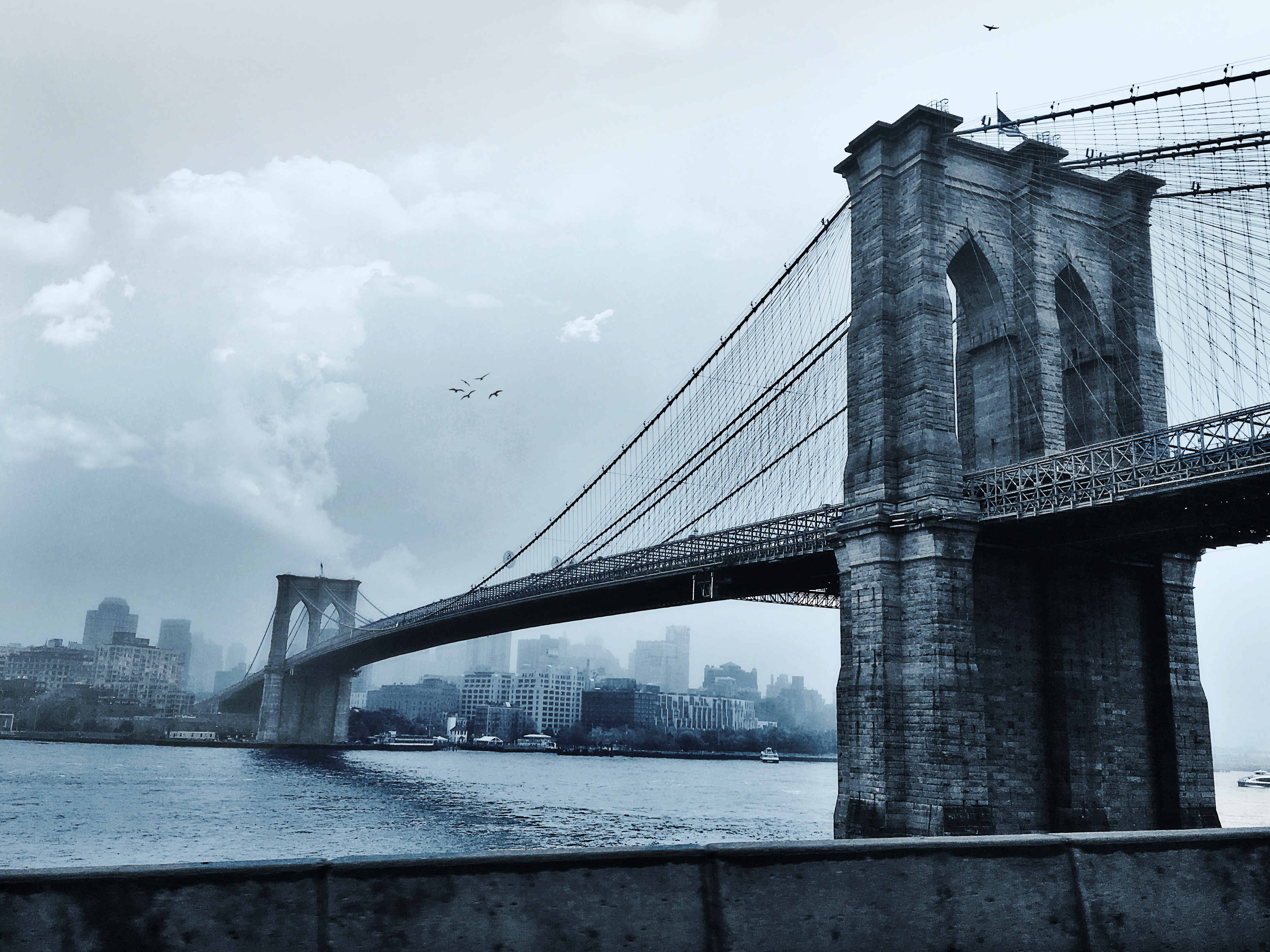 Il Ponte di Brooklyn collega Manhattan e Brooklyn ed è una costruzione iconica di New York, progettato da John Augustus Roebling.