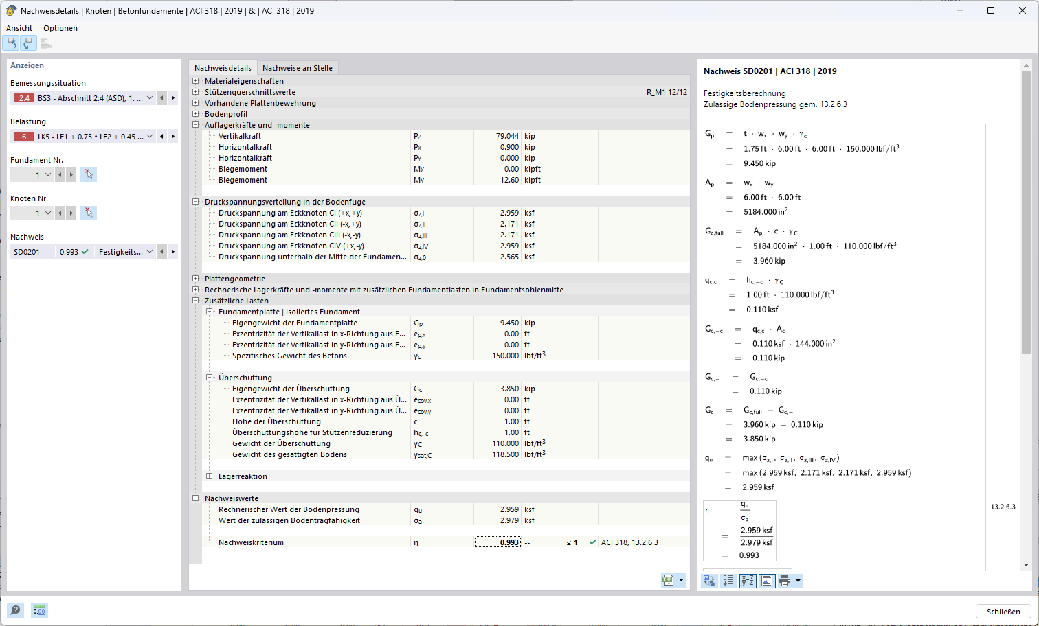 Verifica della pressione del terreno ammissibile di una fondazione isolata in RFEM 6