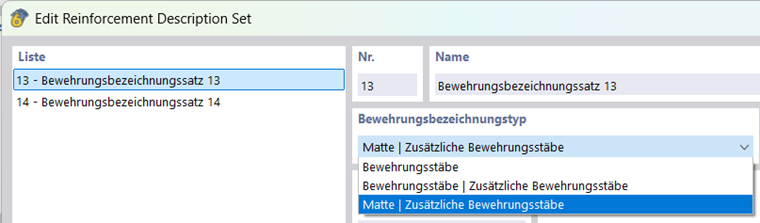 Menu a discesa per la selezione dell’armatura di base