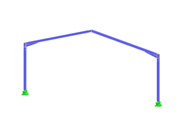 Visualizzazione di un singolo telaio in acciaio con linee di carico statiche e linee di deformazione rappresentate.