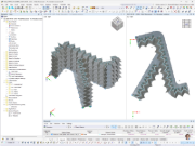 Modello di analisi di RFEM di un monumento in acciaio con rappresentazione dettagliata della struttura portante.
