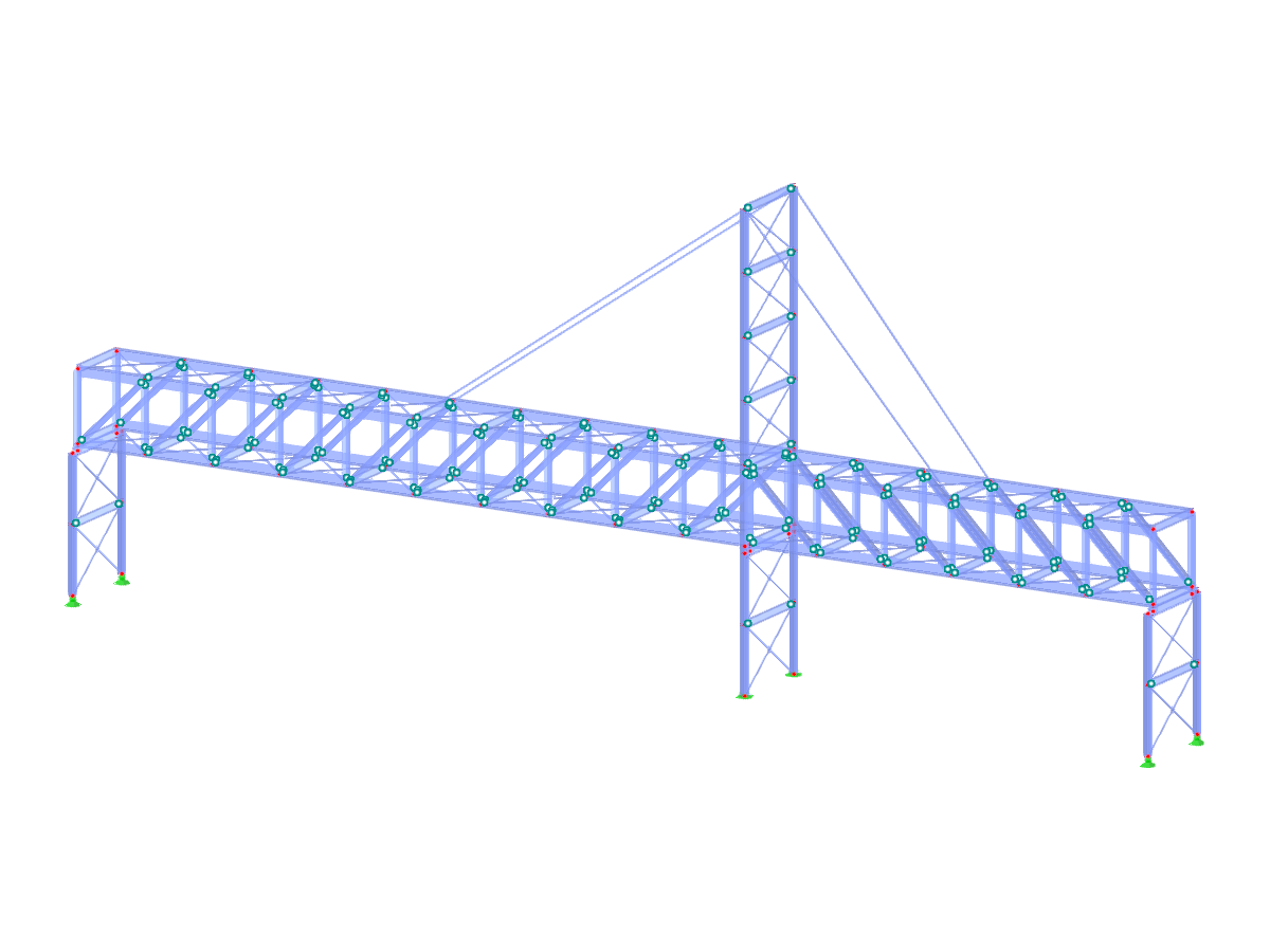 Un ponte a traliccio con un design a cavi strallati, che illustra applicazioni ingegneristiche.