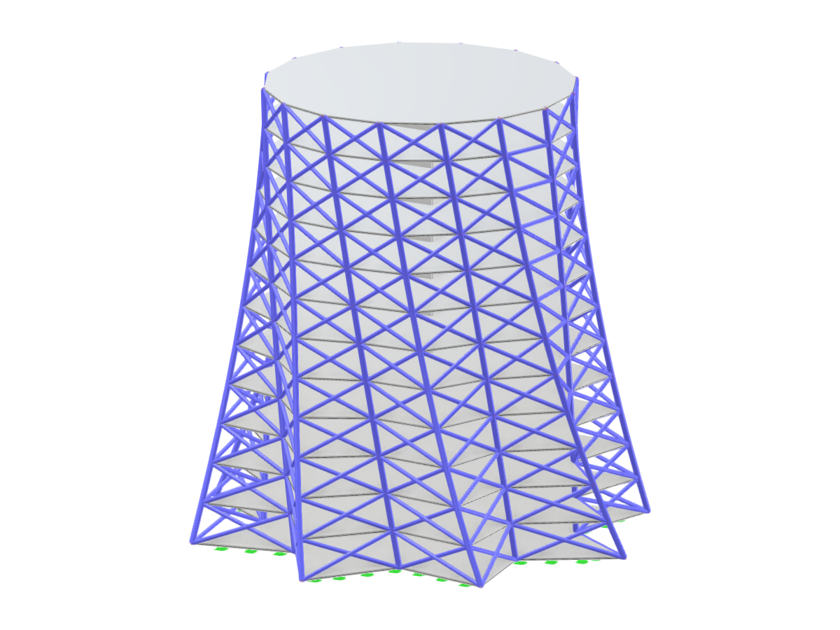 Una torre con design parametrico caratterizzata da una base a stella poligonale e raggio variabile dall'altezza di base a quella di sommità, con una rotazione strutturale complessiva.