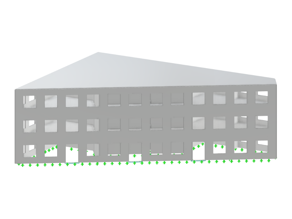 Una struttura parametrica triangolare in cemento, creata utilizzando tecniche di modellazione delle superfici, mette in mostra un design architettonico innovativo.
