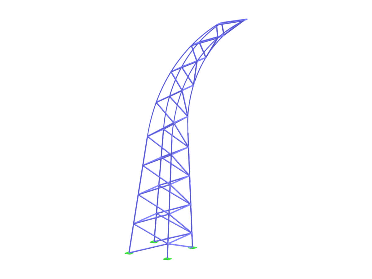 L'immagine mostra una colonna reticolare rettangolare con una sommità curva, evidenziando un elemento di design architettonico e strutturale.