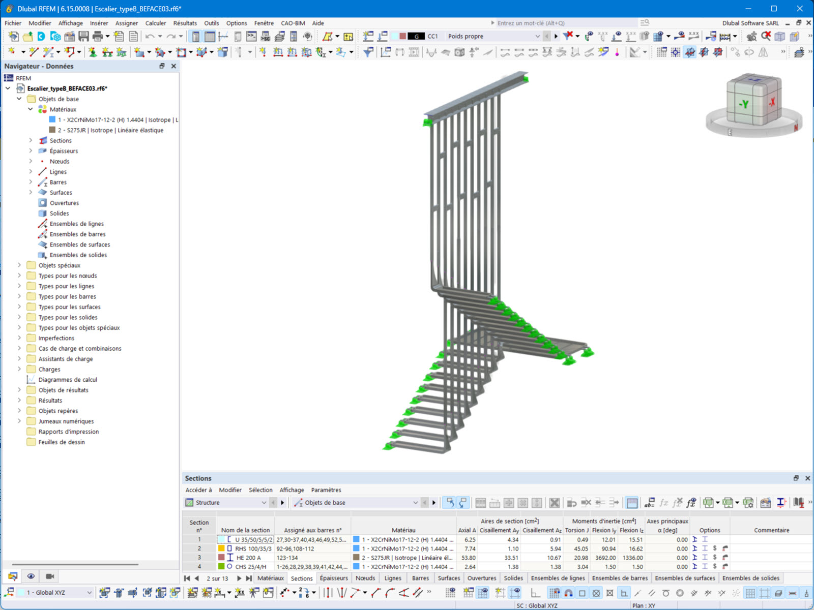 Modello della scala B in RFEM