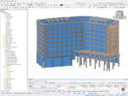 Edificio di sette piani a costruzione ibrida con struttura in legno e struttura metallica, modellato nel software RFEM con definizione del materiale legno lamellare incrociato