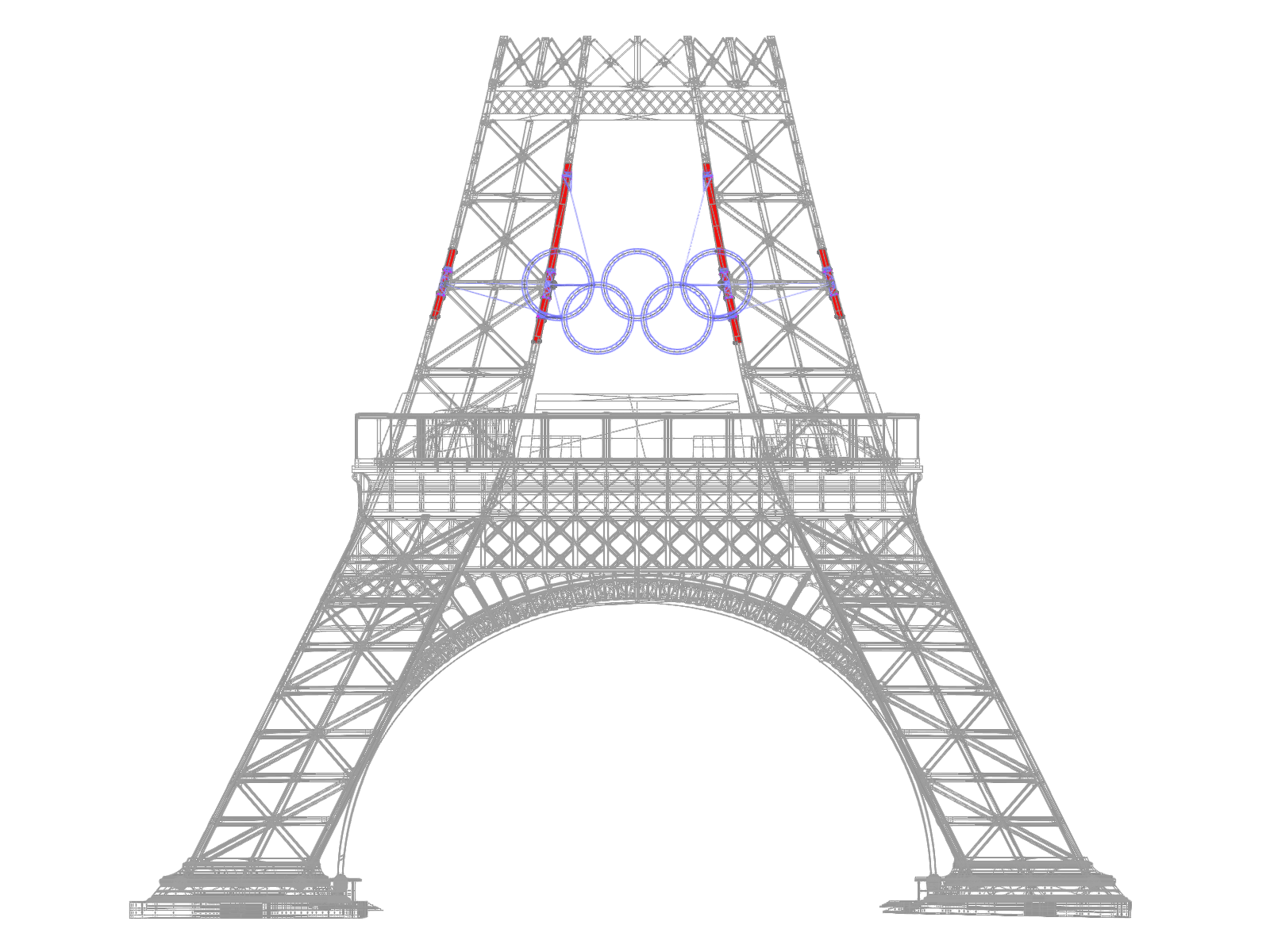 I cerchi olimpici sulla Torre Eiffel