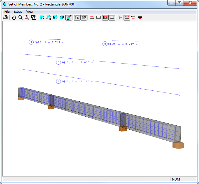 RF-BETON Stäbe - 3D-Rendering