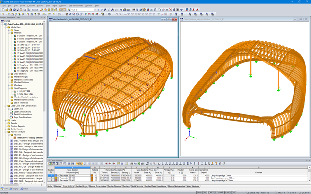 Modele 3D dwóch pawilonów w RSTAB (© Blumer-Lehmann AG)