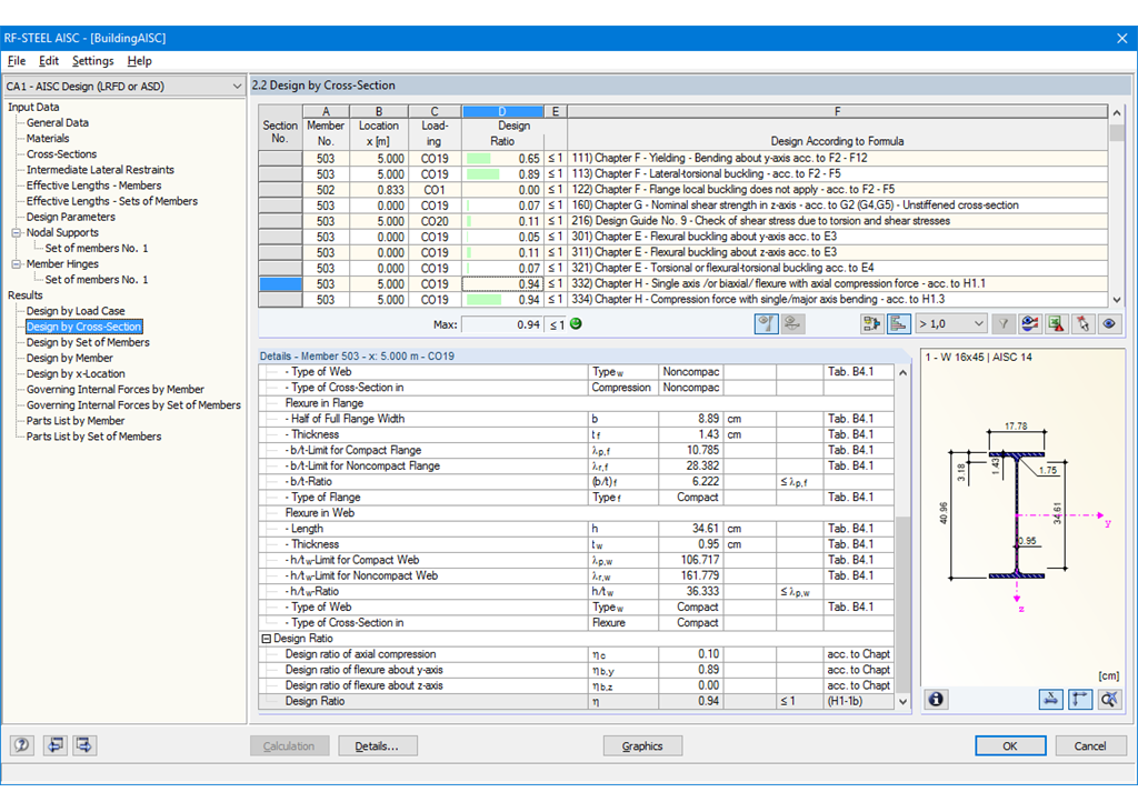 Maske 2.2 Ergebnisse querschnittsweise