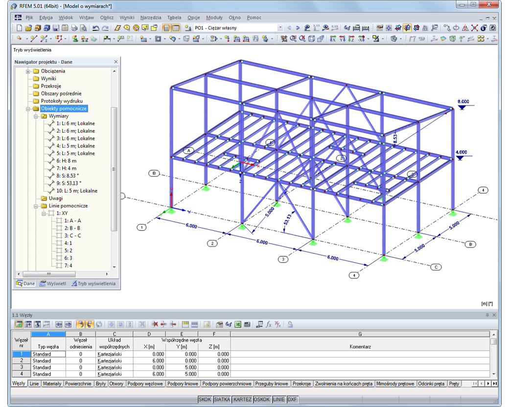Linie pomocnicze (osie) i wymiary