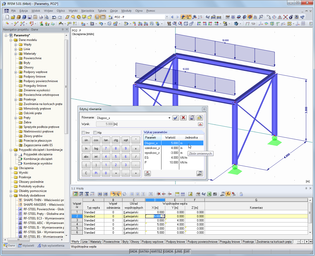 Formeleditor mit Parameterliste