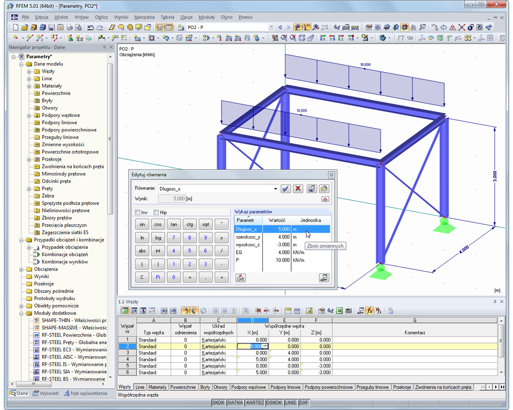 Formeleditor mit Parameterliste