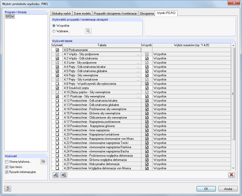 Selektion im Ausdruckprotokoll