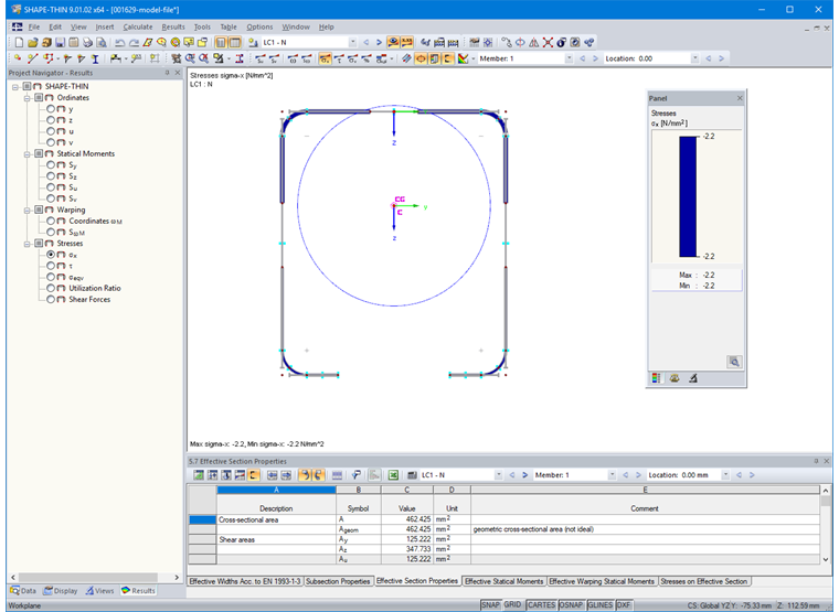 Charakterystyki przekroju efektywnego