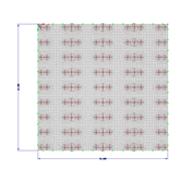 Płyta fundamentowa z zagęszczeniem siatki ES i obciążeniami podpory półki
