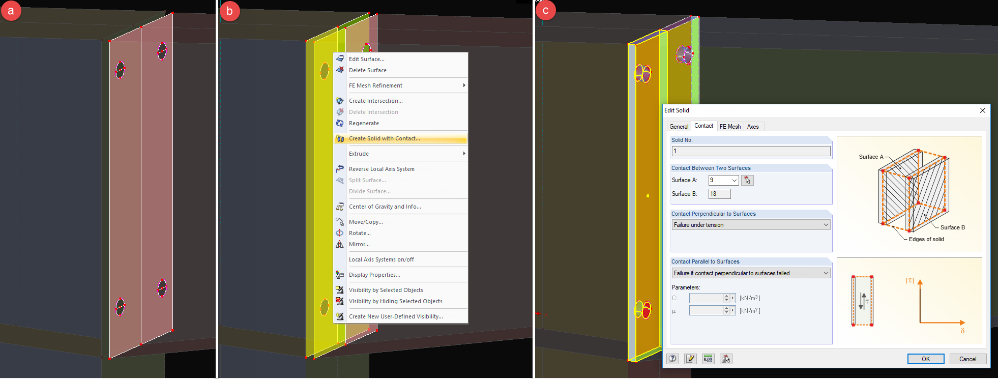 Fertige Bohrungsöffnungen und Anlegen des Kontaktvolumens