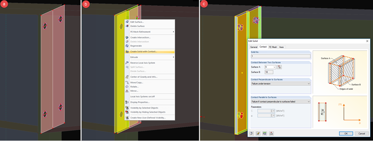 Fertige Bohrungsöffnungen und Anlegen des Kontaktvolumens