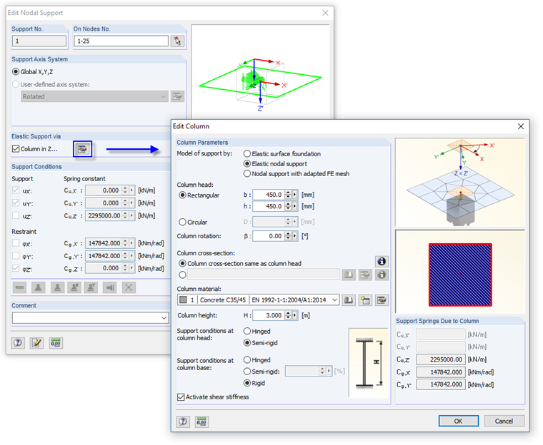 Wyznaczanie sztywności sprężystych słupów