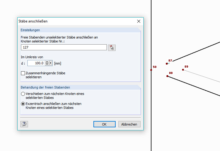 Wydłużanie wolnych końców pręta i scalanie ich we wspólny węzeł