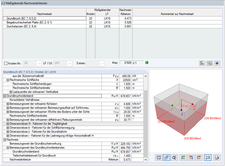 Kryterium obliczeniowe w oknie 2.2 programu RF-/FOUNDATION Pro