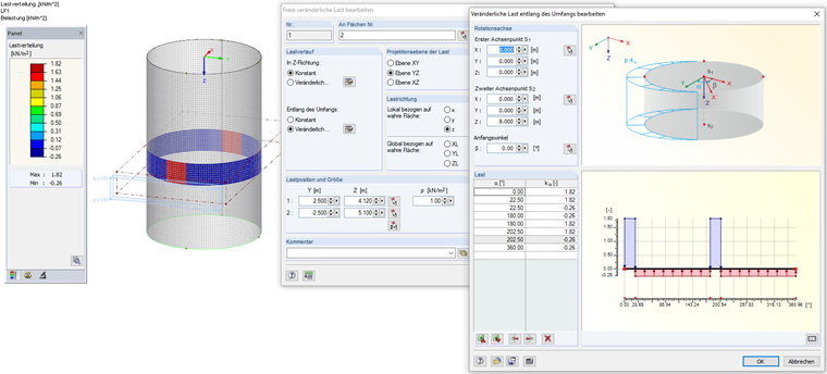 Lasteingabe in RFEM für Teilflächenlast für den Lastfall Füllen (z = 4,61 m)