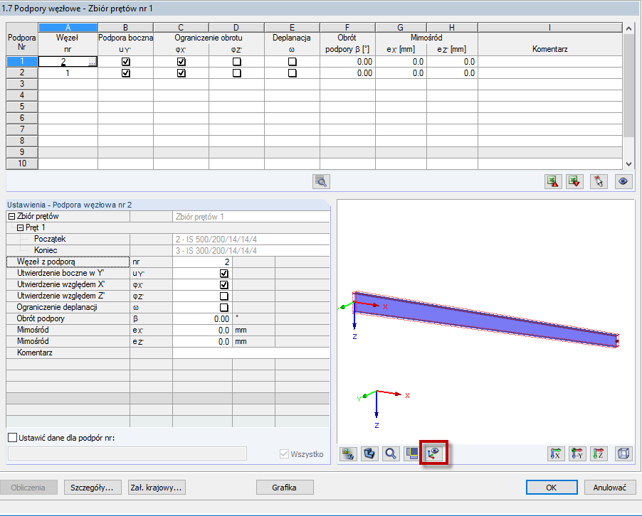 6 – Wprowadzanie podpór węzłowych